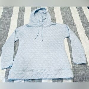 Jones New York SZ L Icy Powder Blue Lightweight Quilted Pullover Hooded Jacket